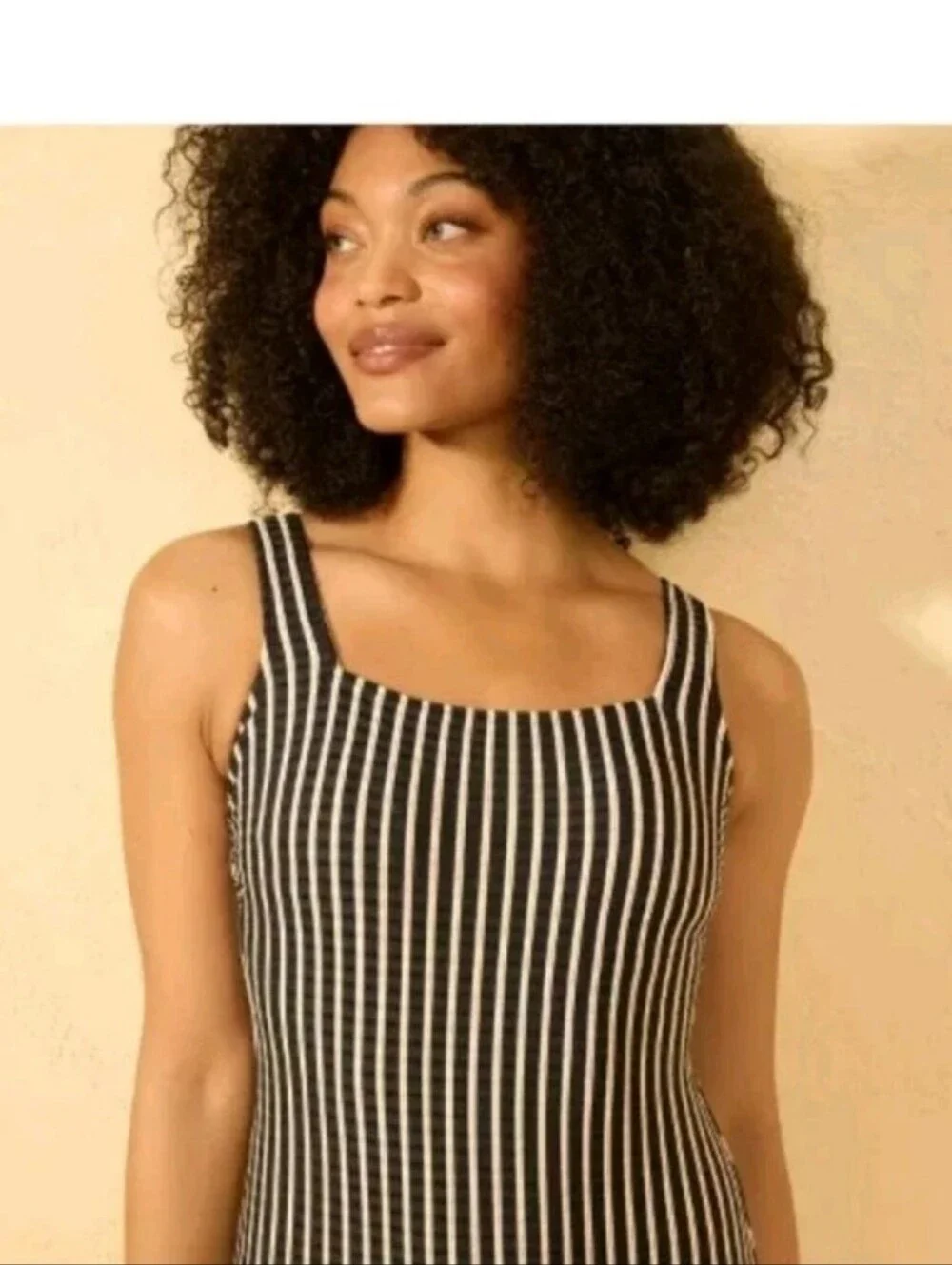 Shade & Shore Black and White Striped One-Piece Swimsuit